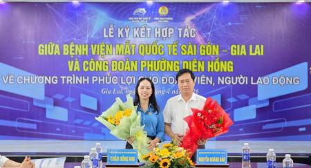 BV Mắt Quốc tế Sài Gòn - Gia Lai và Công đoàn phường Diên Hồng: Ký kết thỏa thuận chăm sóc sức khỏe người lao động
